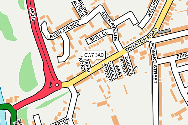 CW7 3AD map - OS OpenMap – Local (Ordnance Survey)