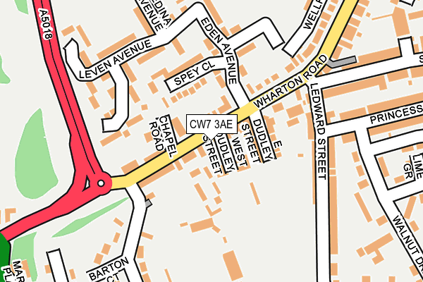 CW7 3AE map - OS OpenMap – Local (Ordnance Survey)