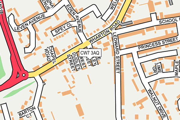 CW7 3AQ map - OS OpenMap – Local (Ordnance Survey)