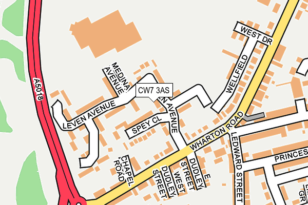 CW7 3AS map - OS OpenMap – Local (Ordnance Survey)
