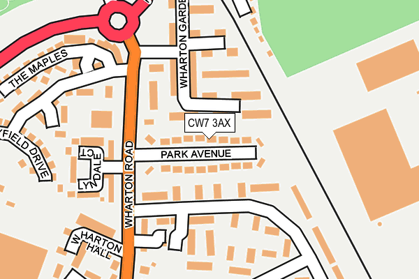 CW7 3AX map - OS OpenMap – Local (Ordnance Survey)