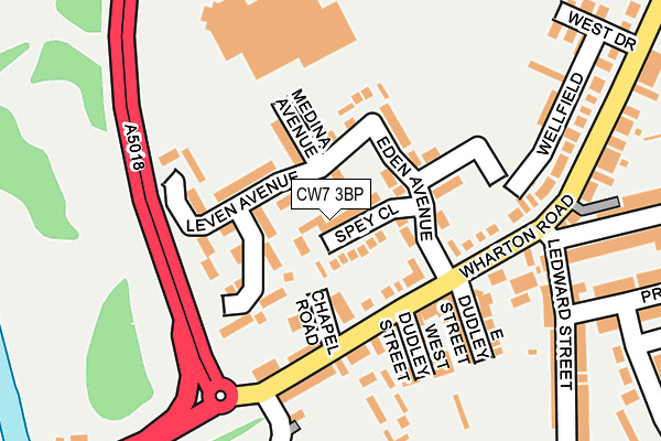 CW7 3BP map - OS OpenMap – Local (Ordnance Survey)