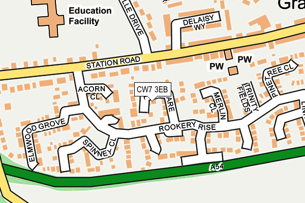 CW7 3EB map - OS OpenMap – Local (Ordnance Survey)