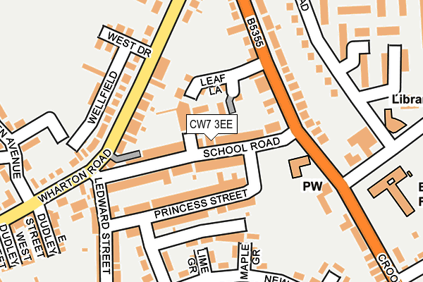 CW7 3EE map - OS OpenMap – Local (Ordnance Survey)