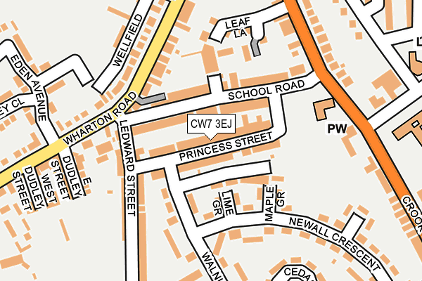 CW7 3EJ map - OS OpenMap – Local (Ordnance Survey)
