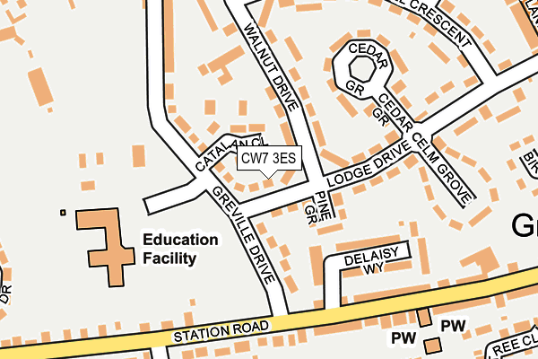 CW7 3ES map - OS OpenMap – Local (Ordnance Survey)