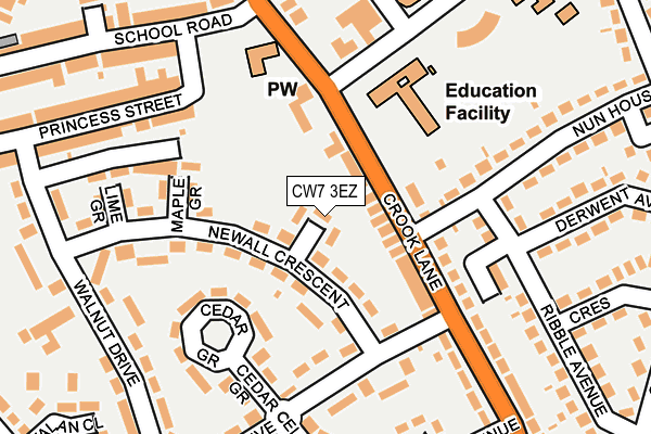 CW7 3EZ map - OS OpenMap – Local (Ordnance Survey)