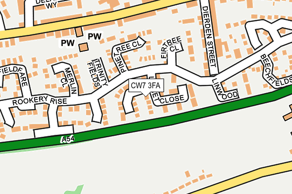 CW7 3FA map - OS OpenMap – Local (Ordnance Survey)