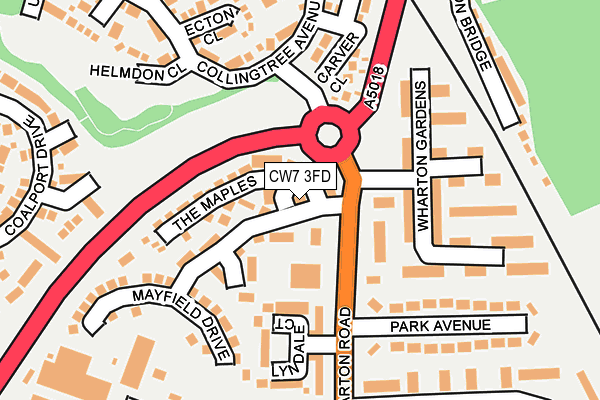 CW7 3FD map - OS OpenMap – Local (Ordnance Survey)