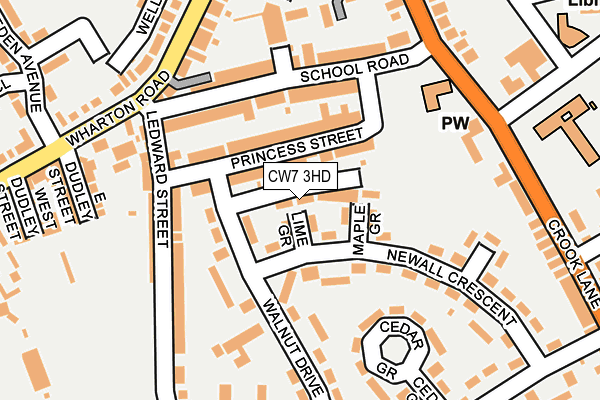 CW7 3HD map - OS OpenMap – Local (Ordnance Survey)