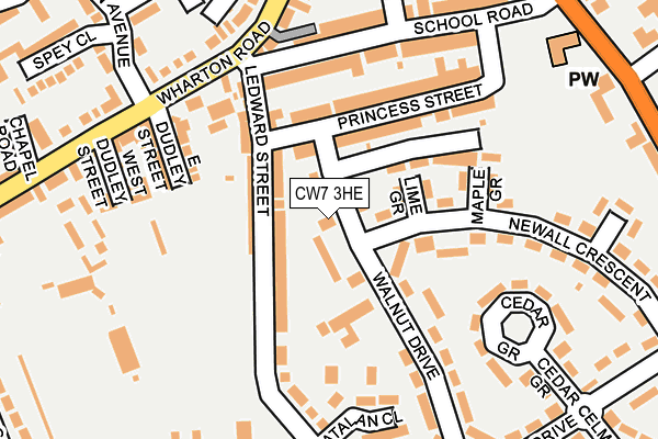 CW7 3HE map - OS OpenMap – Local (Ordnance Survey)
