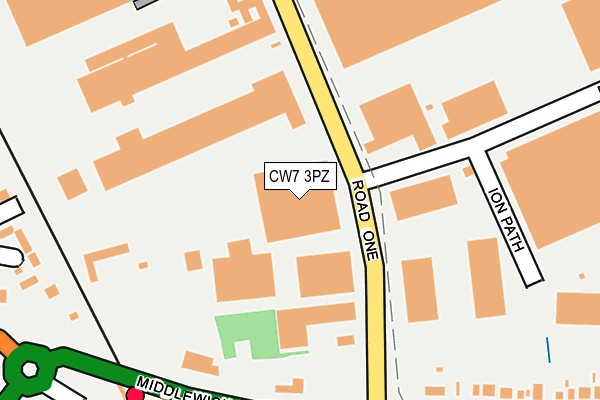 CW7 3PZ map - OS OpenMap – Local (Ordnance Survey)