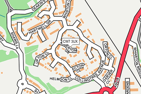 CW7 3UX map - OS OpenMap – Local (Ordnance Survey)