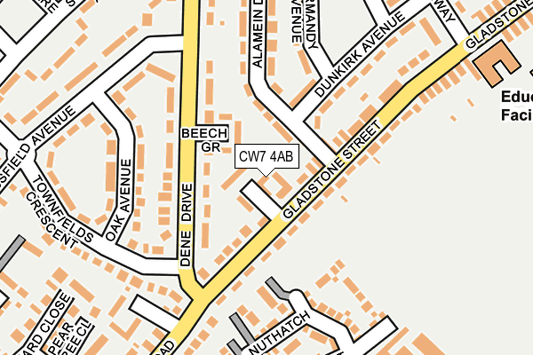 CW7 4AB map - OS OpenMap – Local (Ordnance Survey)