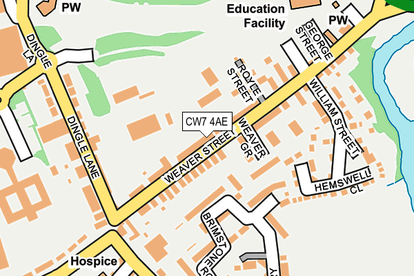 CW7 4AE map - OS OpenMap – Local (Ordnance Survey)