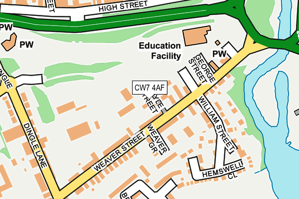 CW7 4AF map - OS OpenMap – Local (Ordnance Survey)