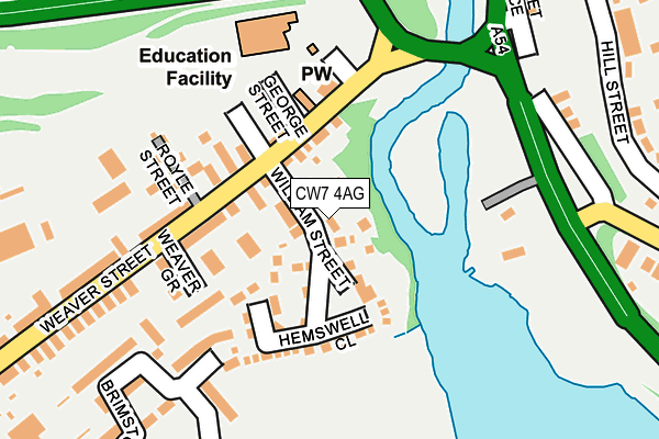 CW7 4AG map - OS OpenMap – Local (Ordnance Survey)