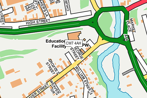 CW7 4AH map - OS OpenMap – Local (Ordnance Survey)