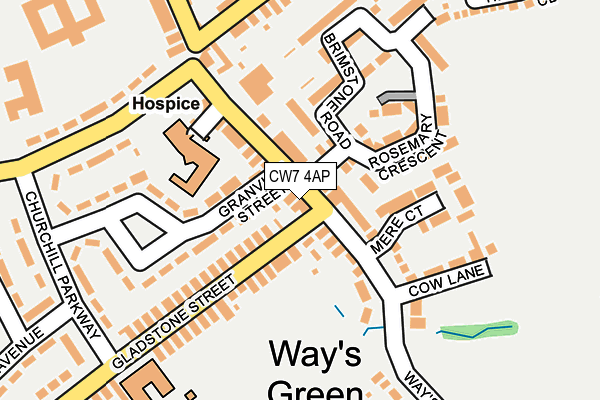CW7 4AP map - OS OpenMap – Local (Ordnance Survey)