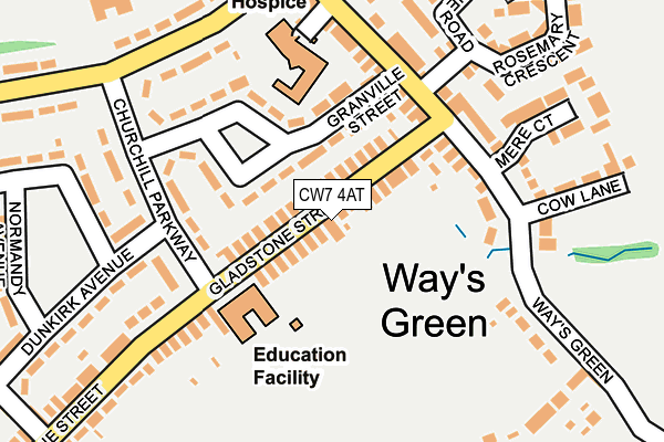 CW7 4AT map - OS OpenMap – Local (Ordnance Survey)