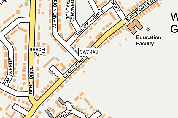 CW7 4AU map - OS OpenMap – Local (Ordnance Survey)