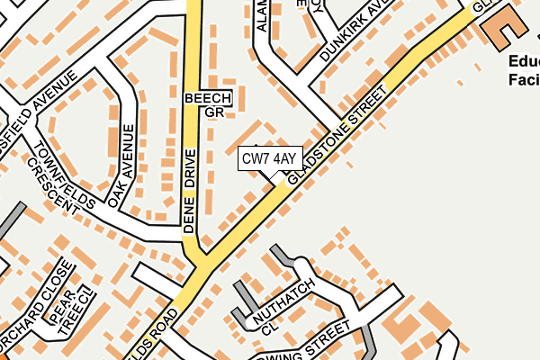 CW7 4AY map - OS OpenMap – Local (Ordnance Survey)