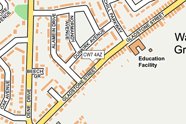CW7 4AZ map - OS OpenMap – Local (Ordnance Survey)