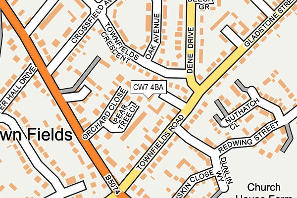 CW7 4BA map - OS OpenMap – Local (Ordnance Survey)