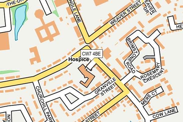 CW7 4BE map - OS OpenMap – Local (Ordnance Survey)