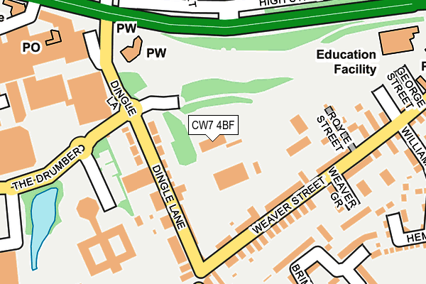 CW7 4BF map - OS OpenMap – Local (Ordnance Survey)