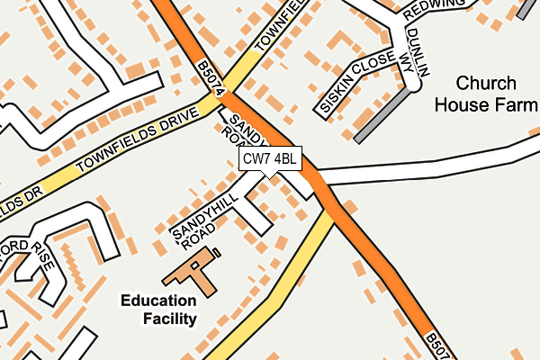 CW7 4BL map - OS OpenMap – Local (Ordnance Survey)