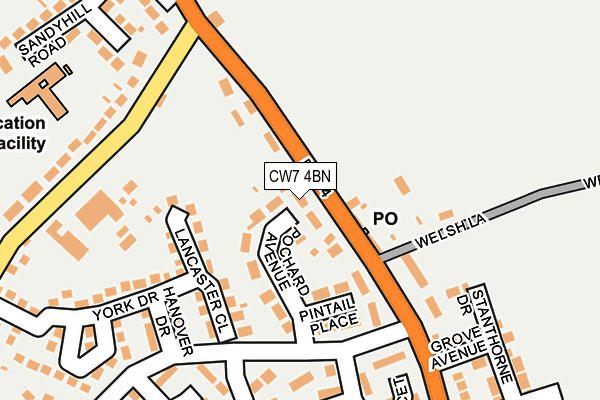 CW7 4BN map - OS OpenMap – Local (Ordnance Survey)