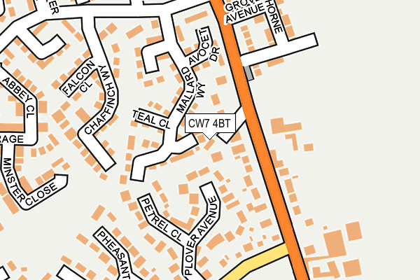 CW7 4BT map - OS OpenMap – Local (Ordnance Survey)