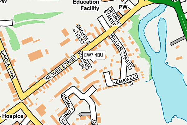 CW7 4BU map - OS OpenMap – Local (Ordnance Survey)