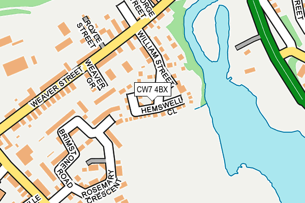 CW7 4BX map - OS OpenMap – Local (Ordnance Survey)