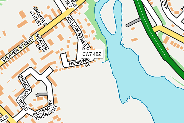 CW7 4BZ map - OS OpenMap – Local (Ordnance Survey)