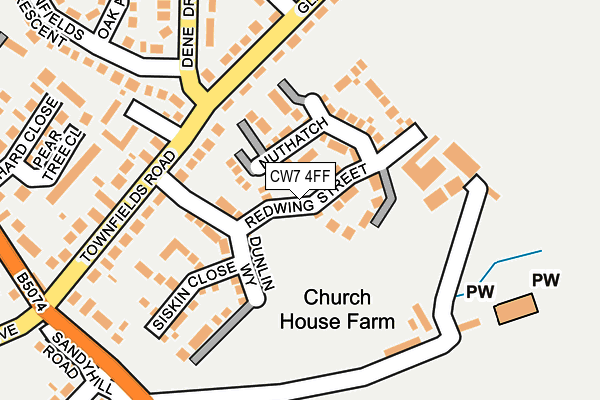 CW7 4FF map - OS OpenMap – Local (Ordnance Survey)