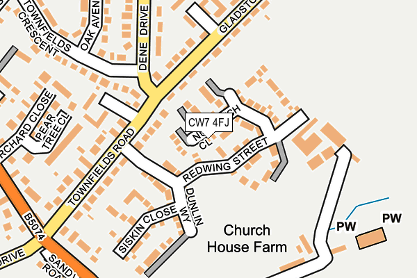 CW7 4FJ map - OS OpenMap – Local (Ordnance Survey)