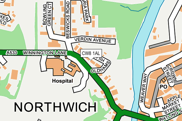 CW8 1AL map - OS OpenMap – Local (Ordnance Survey)