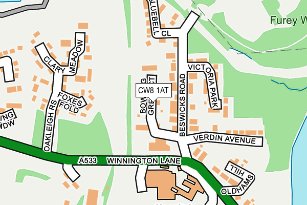 CW8 1AT map - OS OpenMap – Local (Ordnance Survey)