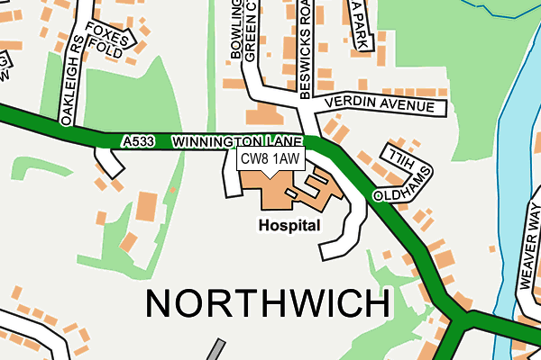 CW8 1AW map - OS OpenMap – Local (Ordnance Survey)