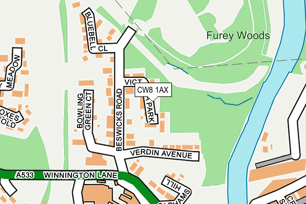 CW8 1AX map - OS OpenMap – Local (Ordnance Survey)