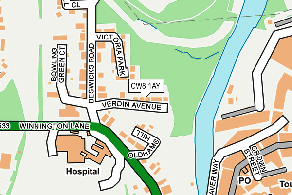 CW8 1AY map - OS OpenMap – Local (Ordnance Survey)