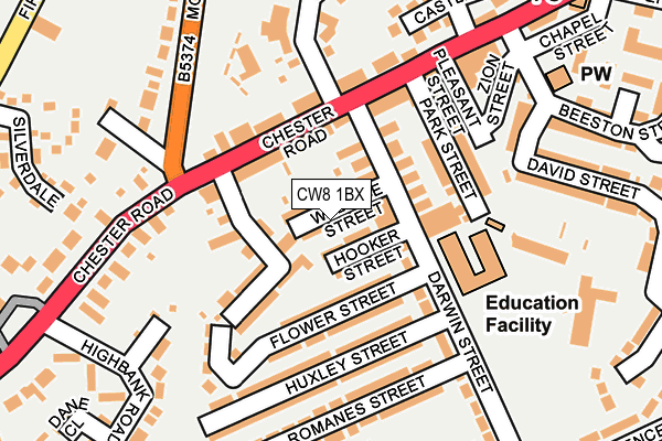 CW8 1BX map - OS OpenMap – Local (Ordnance Survey)