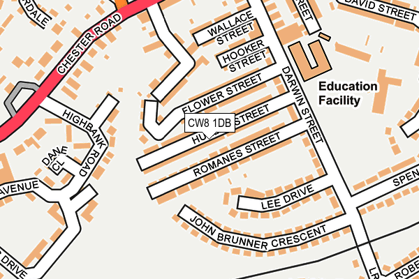 CW8 1DB map - OS OpenMap – Local (Ordnance Survey)