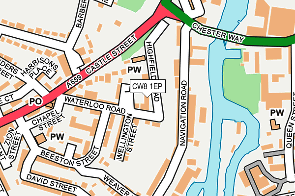 CW8 1EP map - OS OpenMap – Local (Ordnance Survey)