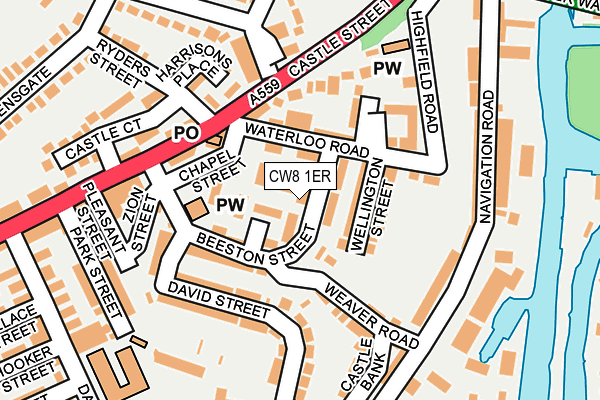 CW8 1ER map - OS OpenMap – Local (Ordnance Survey)