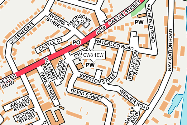 CW8 1EW map - OS OpenMap – Local (Ordnance Survey)