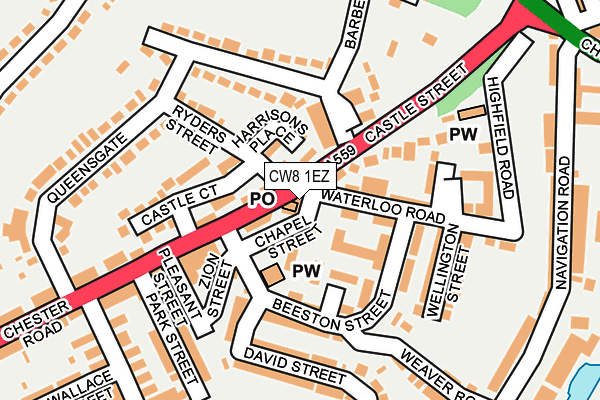 CW8 1EZ map - OS OpenMap – Local (Ordnance Survey)