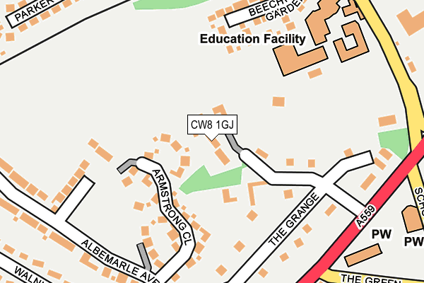 CW8 1GJ map - OS OpenMap – Local (Ordnance Survey)